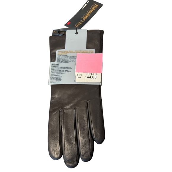Isotoner Leather Gloves NWT Womens Size 7 Brown Thinsulate Ultra Lined Driving - Picture 2 of 9
